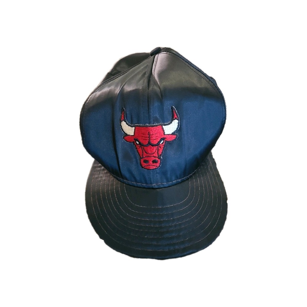 Vintage AJD Supersatin Chicago Bulls Black SnapBack Hat Cap